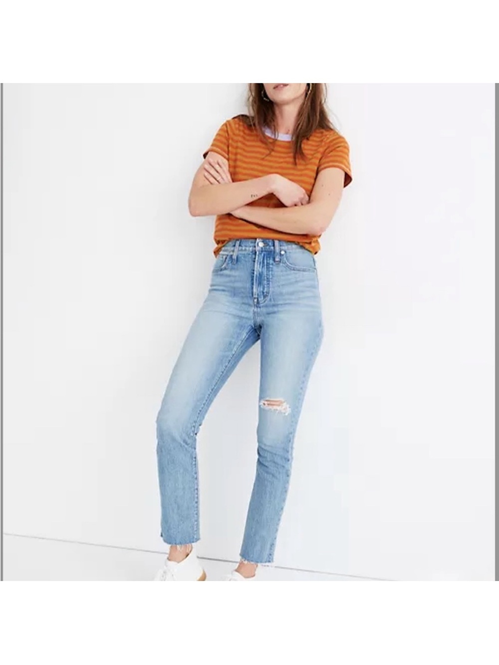 Madewell The Perfect Curvy Vintage Raw Hem Jean Light Wash size 26 Petite